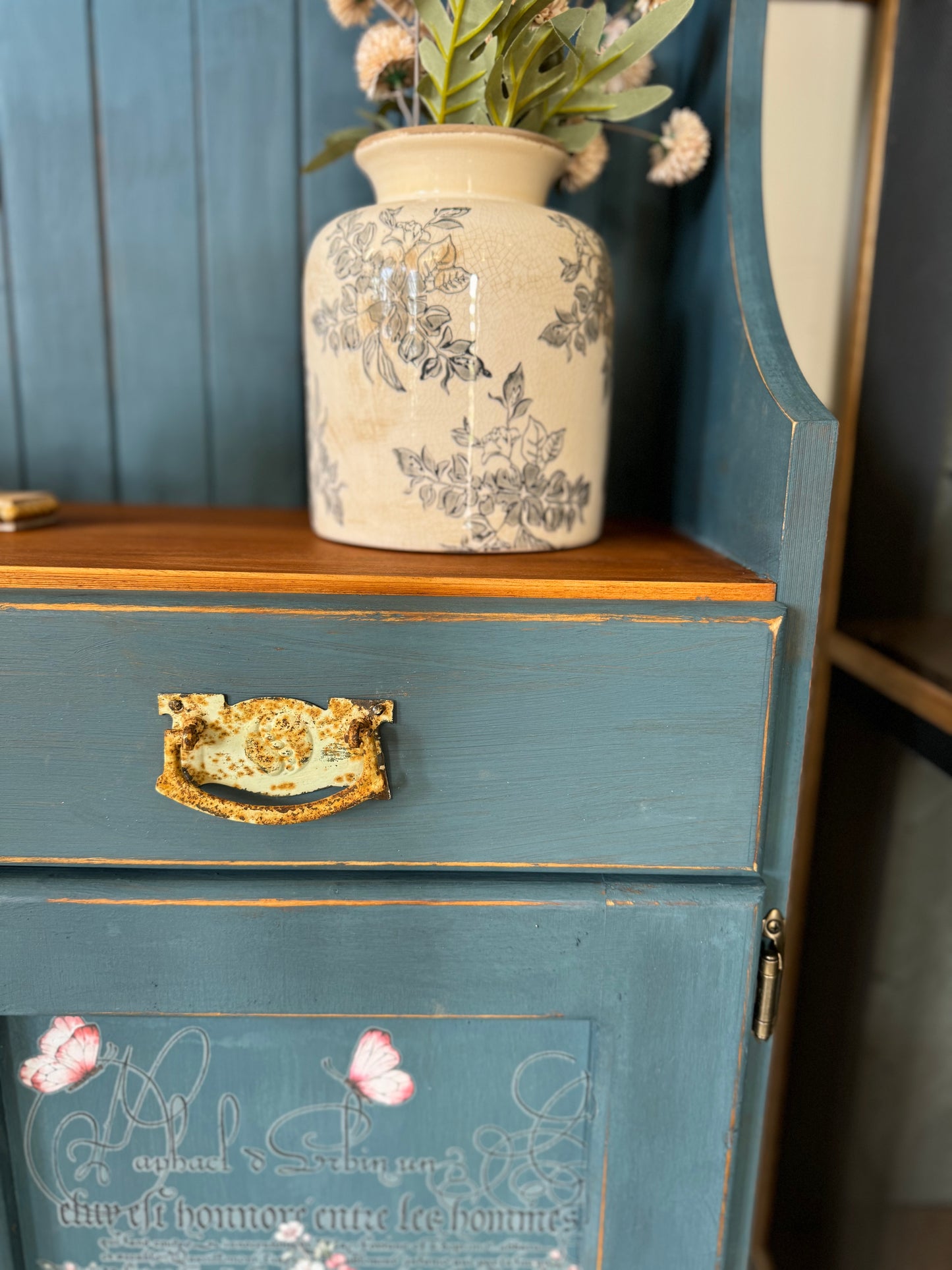 Chalk painted kitchen hutch