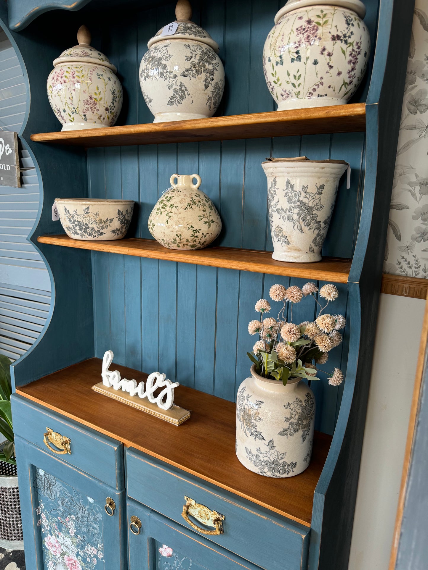 Chalk painted kitchen hutch