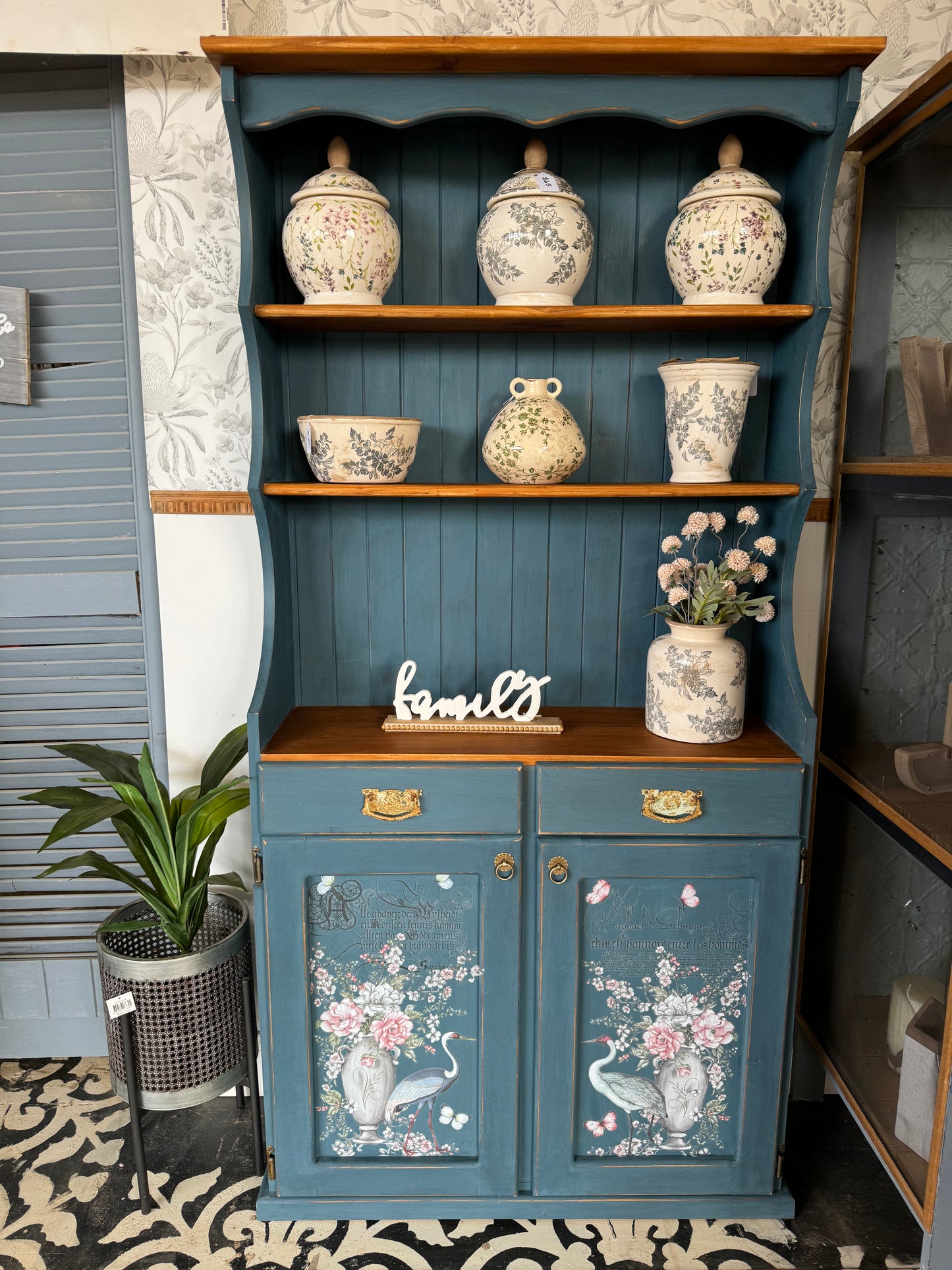 Chalk painted kitchen hutch