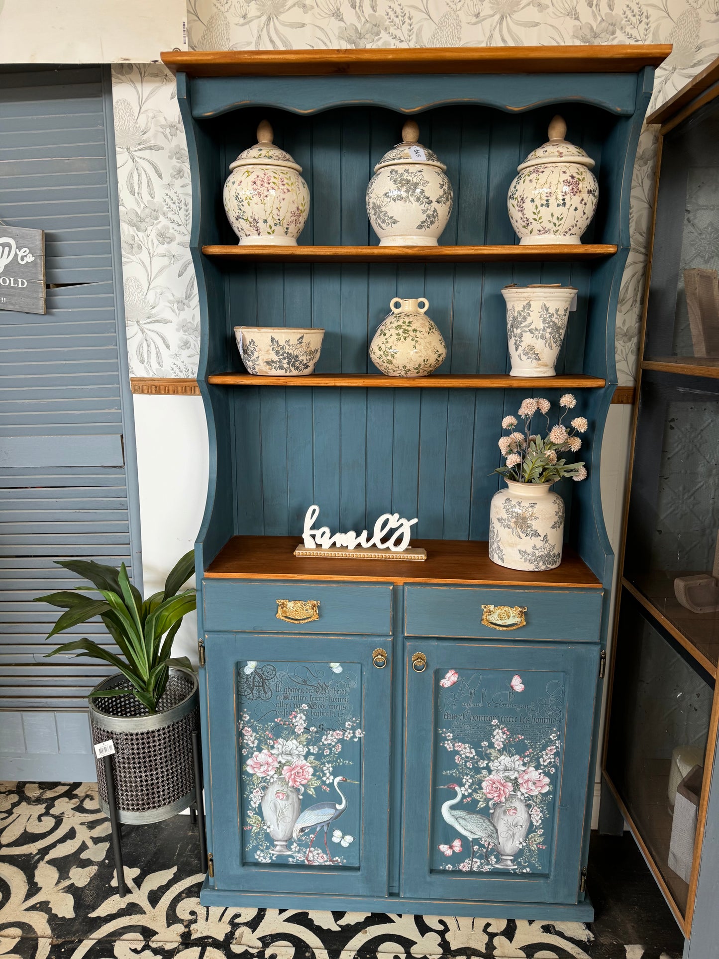 Chalk painted kitchen hutch