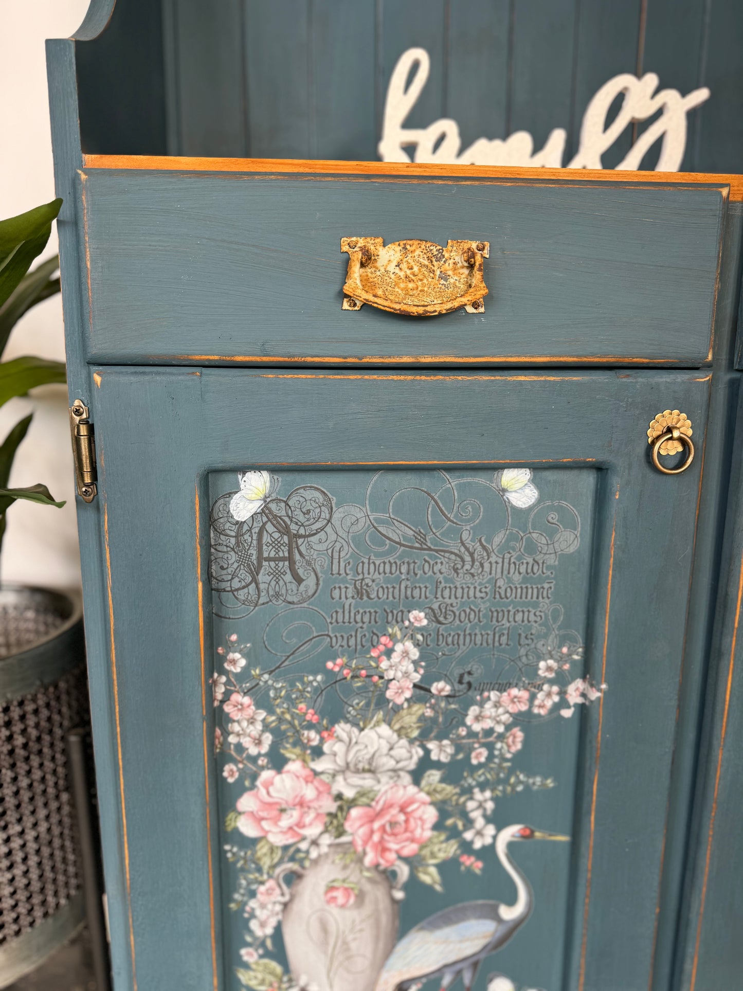 Chalk painted kitchen hutch