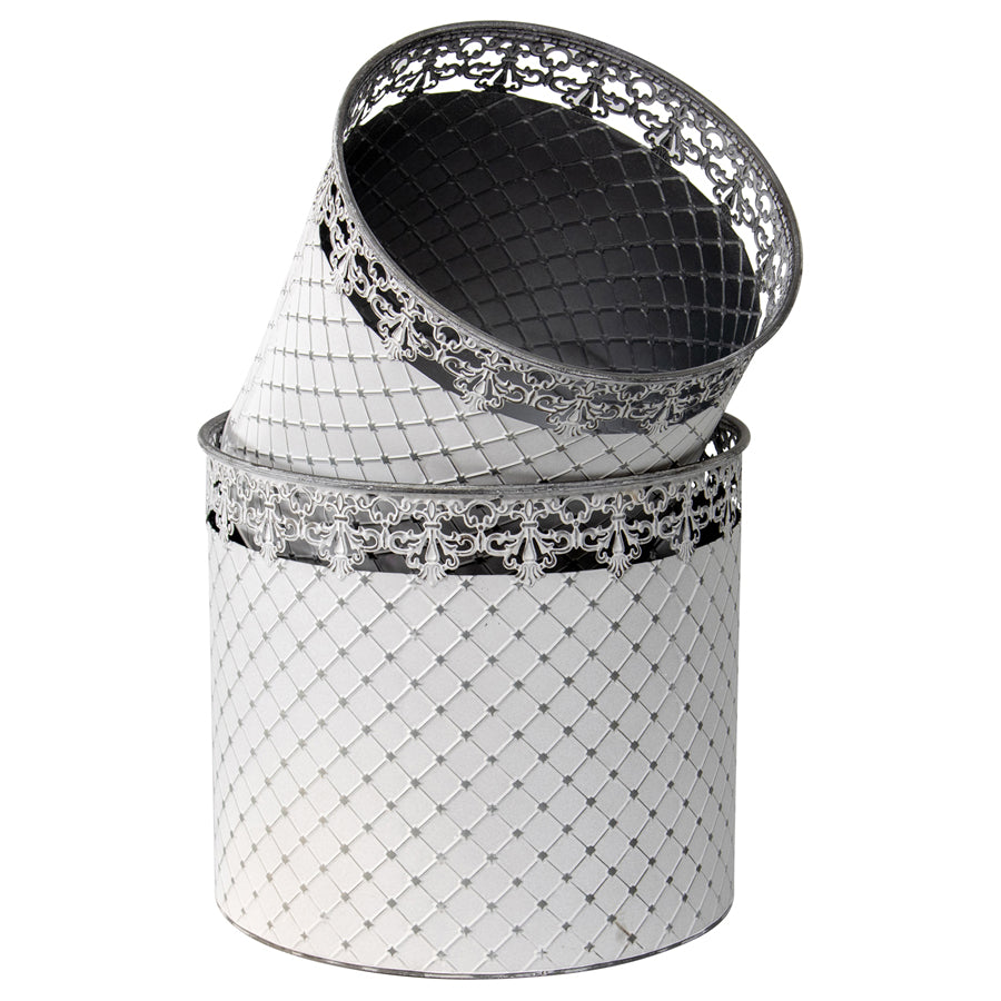 French County Round Tin Planter Set