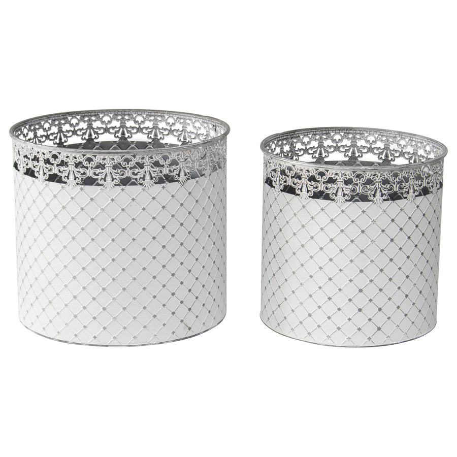 French County Round Tin Planter Set